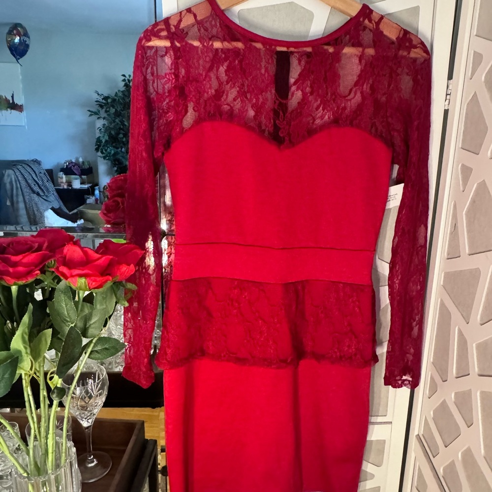Elegant Red Lace Dress